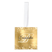 Glittery Gold Foil Fancy Monogram Kubus Ornament (Voorkant)