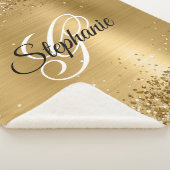 Glittery Gold Foil Fancy Monogram Sherpa Deken (3/4)