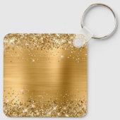 Glittery Gold Foil Fancy Monogram Sleutelhanger (Achterkant)