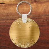 Glittery Gold Foil Fancy Monogram Sleutelhanger (Achterkant)