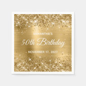 Glittery Gold Foil Glam 50th Birthday Servet (Voorkant)