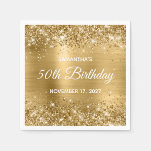 Glittery Gold Foil Glam 50th Birthday Servet