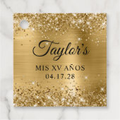 Glittery Gold Foil Mis XV Anothday Bedankjes Labels (Voorkant)