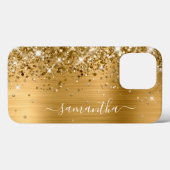 Glittery Gold Foil Modern Girly Signature Case-Mate iPhone Case (Achterkant (horizontaal))