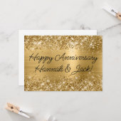 Glittery Gold Foil Modern Happy Jubileum Kaart (Voorkant / Achterkant in situ)