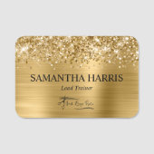 Glittery Gold Foil Rechthoek Logo Naamplaatje (Voorkant)