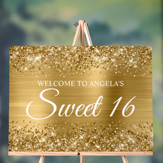 Glittery Gold Foil Sweet 16 Acryl Bord (Neutraal)