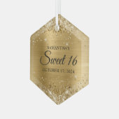 Glittery Gold Foil Sweet 16 Glas Ornament (Voorkant links)