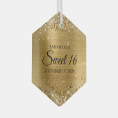Glittery Gold Foil Sweet 16 Glas Ornament (Voorkant Rechts)