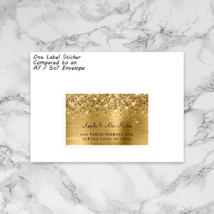 Glittery Gold Foil Wedding 15 gastAdresetiketten Sticker