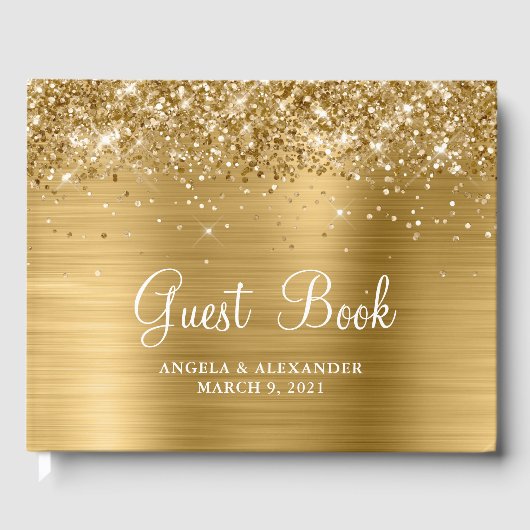 Glittery Gold Foil Wedding Gastenboek (Voorkant)