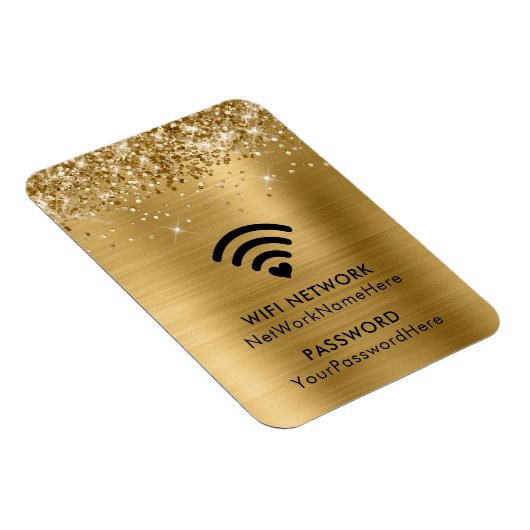 Glittery Gold Foil WiFi-netwerk en wachtwoord Magneet (Rechterzijde)