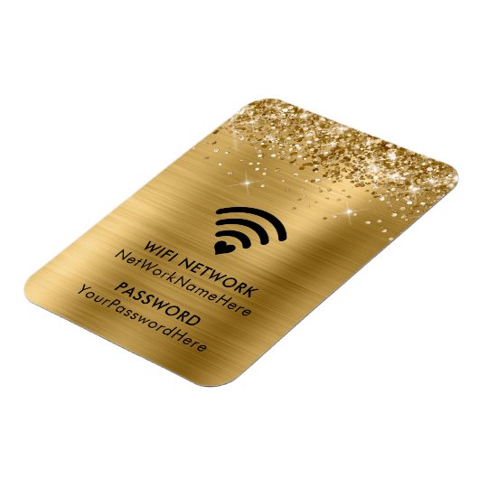 Glittery Gold Foil WiFi-netwerk en wachtwoord Magneet (Linkerzijde)