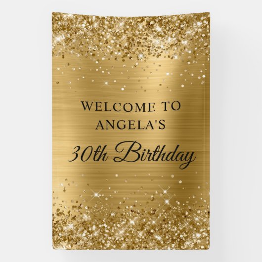 Glittery Gold Folie 30e Verjaardag Vertical Spandoek (Verticaal)