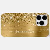 Glittery Gold Glam Modern Girly Handtekening Case-Mate iPhone Case (Achterkant (horizontaal))