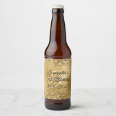Glittery Gold Glam Monogram 21ste verjaardag Bier Etiket (Voorkant)