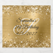 Glittery Gold Glam Monogram 21ste verjaardag Likeurfles Etiket (Enkel label)