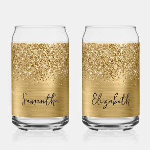 Glittery Gold Glam Name Blikvorm Glas