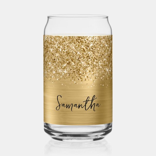 Glittery Gold Glam Name Blikvorm Glas (Voorkant)