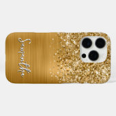Glittery Gold Glam Name Case-Mate iPhone Case (Achterkant (horizontaal))