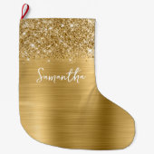 Glittery Gold Glam Name Grote Kerstsok (Voorkant)
