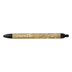 Glittery Gold Glam Name Zwarte Inkt Pen