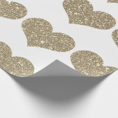 Glittery Gold Heart Pattern Golden White Sparkle Cadeaupapier (Hoek)