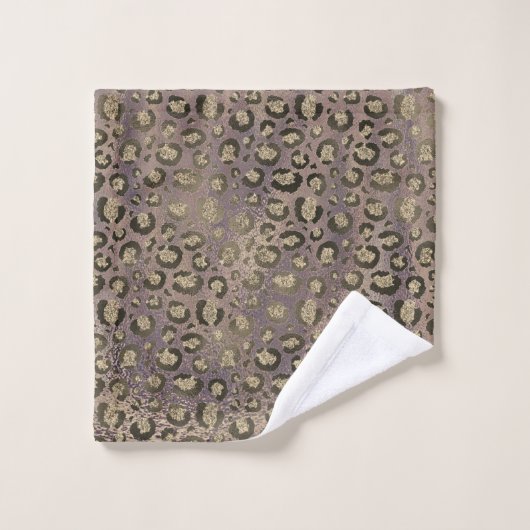 Glittery Gold Leopard Glanzend Roos Goud Bad Handdoek (Wasdoekje)