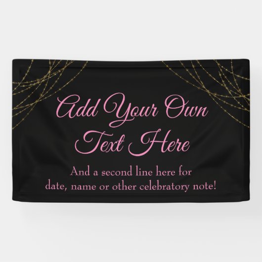 Glittery Gold Light Strings Voeg je eigen tekst to Spandoek (Horizontaal)