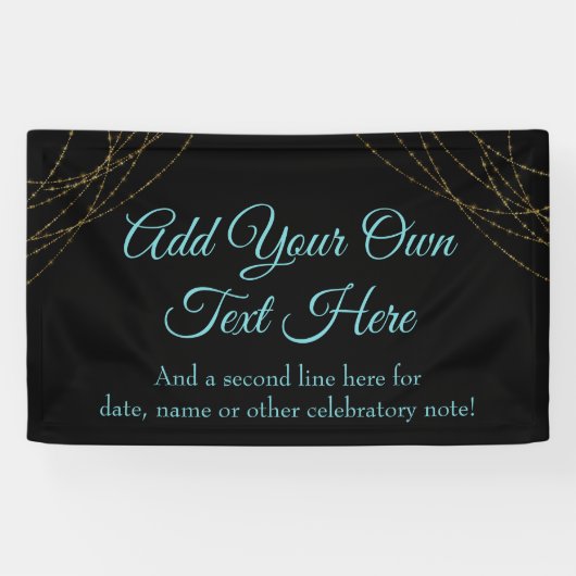 Glittery Gold Light Strings Voeg je eigen tekst to Spandoek (Horizontaal)