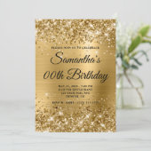 Glittery Gold Monogram Verjaardag Kaart (Staand voorkant)