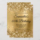 Glittery Gold Monogram Verjaardag Kaart (Voorkant / Achterkant)