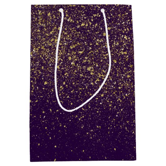 Glittery Gold op Paarse Medium Cadeauzakje (Voorkant)
