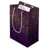 Glittery Gold op Paarse Medium Cadeauzakje (Voorkant Gekanteld)