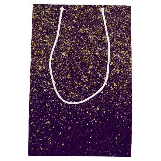 Glittery Gold op Paarse Medium Cadeauzakje (Achterkant)