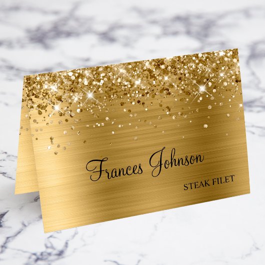 Glittery Gold Repas Choix Nom Cartes Place