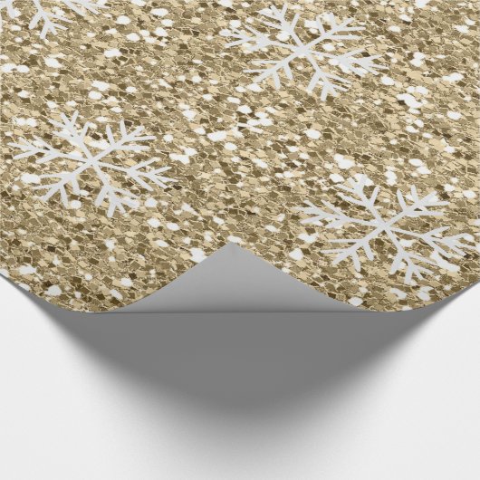 Glittery Gold Snowflake Cadeaupapier (Hoek)