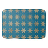Glittery Gold Snowflake Pattern Rustige Oceaan Blu Badmat (Voorkant)