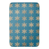 Glittery Gold Snowflake Pattern Rustige Oceaan Blu Badmat (Voorkant Verticaal)
