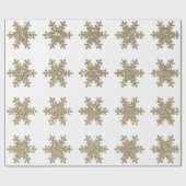 Glittery Gold Snowflake Patterns White Christmas Cadeaupapier (Vlak)