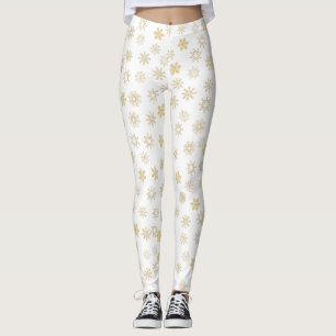Glittery Gold Snowflakes Leggings