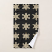 Glittery Gold Snowflakes Motif Black Cute 2023 (Serviette à main)