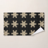 Glittery Gold Snowflakes Motif Black Cute 2023 (Serviette à main)