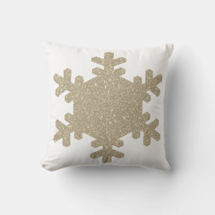 Glittery Gold Snowflakes Pattern White Cute Gift Buitenkussen