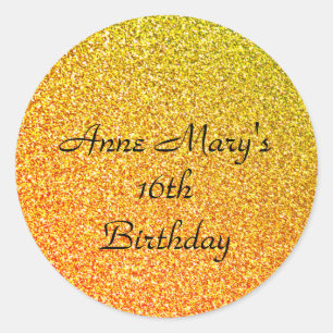 Glittery Gold Sparkle 16de verjaardag aangepaste n Ronde Sticker