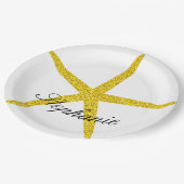 Glittery Gold Starfish Pattern Aangepaste naam sti Papieren Bordje (Gekanteld)
