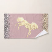 Glittery Gold Unicorn Personnalisé (Serviette à main)