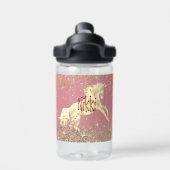 Glittery Gold Unicorn Waterfles (Achterkant)