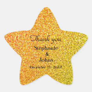 Glittery Gold Wedding Favor Label Cool Dank je