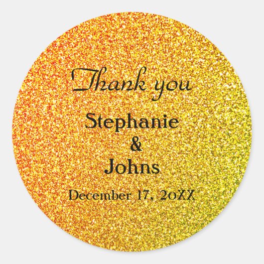 Glittery Gold Wedding Favoriser Étiquette Cool Mer (Devant)